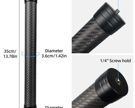 KE-36 For DJI RS3 / RS4 Gimbal Stabilizer 1 / 4 inch Screw Mount 35cm Carbon Fiber Extension Rod