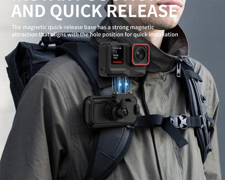 Magnetic Quick-release Backpack Clip 360 Adjustable Shoulder Strap Buckle, For Insta360 Ace / Ace Pro