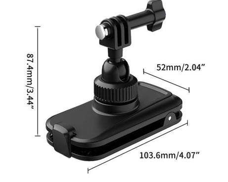 Magnetic 360 Adjustable Quick-Release Backpack Clip for DJI, Insta360, GoPro and Other Action Cameras, For Action Cameras