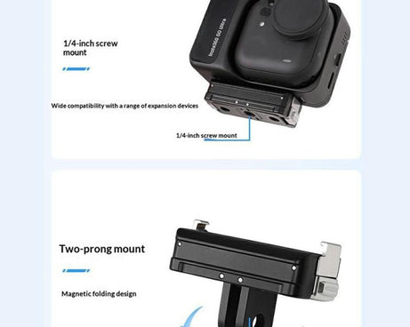 E140 Magnetic Adapter Dual-Prong Interface Quick Release Mount, For Insta360 Go Ultra