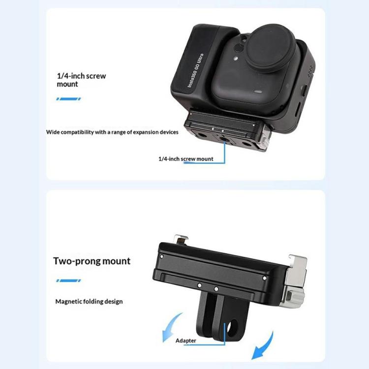 E140 Magnetic Adapter Dual-Prong Interface Quick Release Mount, For Insta360 Go Ultra
