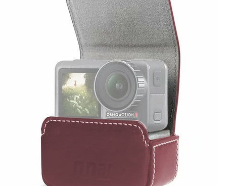 Waterproof Mini Leather Case Storage Carrying Box for DJI OSMO Action / GoPro / SJCAM / Xiaomi Mi Jia, Black, Coffee