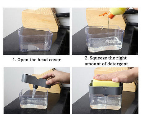 Easy-to-use liquid soap dispenser with sponge holder