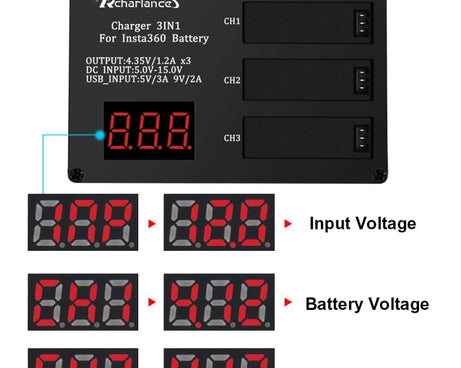 Micro USB 3 PCS Battery Charger for Insta360 ONE X Panoramic Camera, Eu Plug, Us Plug