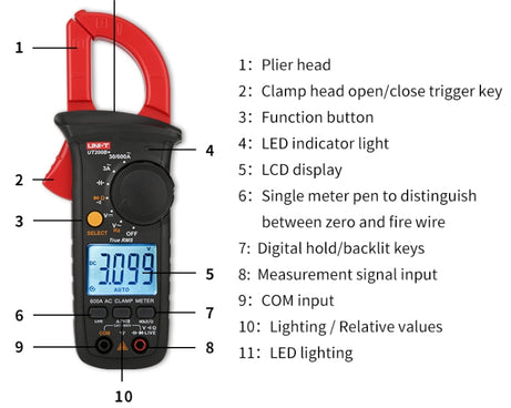 Digital Clamp Multimeter AC/DC Voltage Detector Frequency Resistance Tester, UT200A+ 400A, UT200B+ 600A