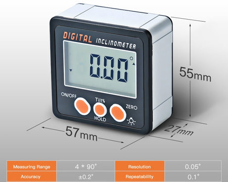 IP54 Precision Electronic Digital Display Inclinometer 4 x 90 Degree Protractor Angle Box