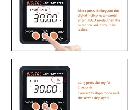 IP54 Precision Electronic Digital Display Inclinometer 4 x 90 Degree Protractor Angle Box