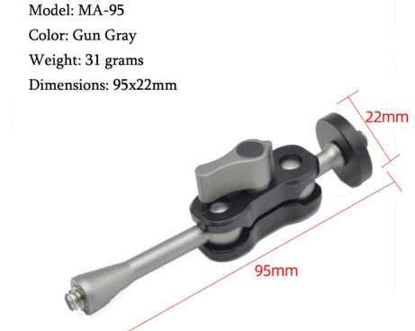 YJ Magic Arm Bracket Mount 1/4 inch Ball Head Magic Arm, MA-95 Gun Gray, MA-75 Gun Gray, MA-100B Blue, MA-100R Red, MA-113 Black