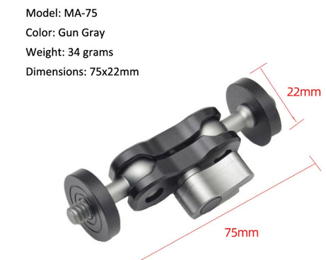 YJ Magic Arm Bracket Mount 1/4 inch Ball Head Magic Arm, MA-95 Gun Gray, MA-75 Gun Gray, MA-100B Blue, MA-100R Red, MA-113 Black