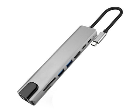 WC7367 8 in 1 87W Type-C to PD+USB3.0/USB2.0+SD+TF+HDMI+RJ45+Type-c Docking Station HUB, WC7367