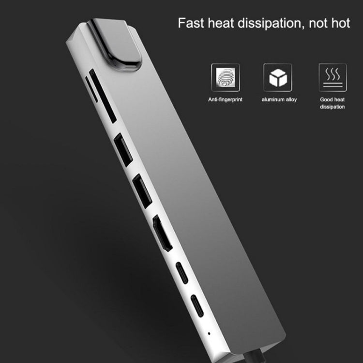 WC7367 8 in 1 87W Type-C to PD+USB3.0/USB2.0+SD+TF+HDMI+RJ45+Type-c Docking Station HUB, WC7367