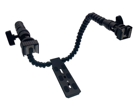 Flexible Dual Arm Hot Shoe Flash Bracket Mount Holder Bracket
