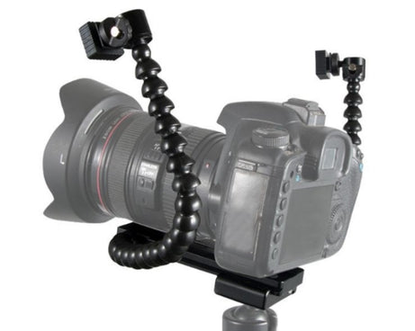 Flexible Dual Arm Hot Shoe Flash Bracket Mount Holder Bracket