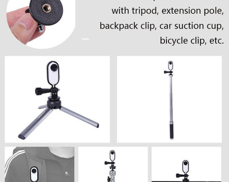 Sunnylife IST-Q9439 for Insta360 GO Mount Bracket Stabilizer, Camera Frame Adapter, Bicycle Clip, Backpack Clip, Extend Rod, Tripod