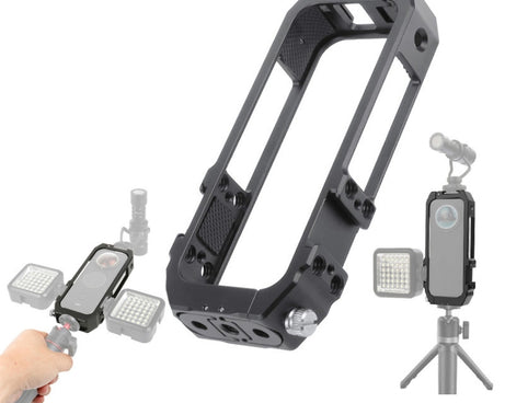 For Insta360 One X-2 Metal Camera Vertical Cage Protection Frame with Cold Shoe, For Insta360 One X-2
