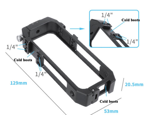 For Insta360 One X-2 Metal Camera Vertical Cage Protection Frame with Cold Shoe, For Insta360 One X-2