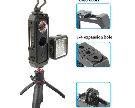 For Insta360 One X-2 Metal Camera Vertical Cage Protection Frame with Cold Shoe, For Insta360 One X-2