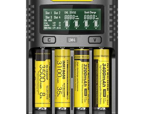 NITECORE Smart LCD Display Automatically Activates Repair USB 4-Slot Charger