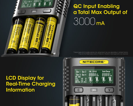 NITECORE Smart LCD Display Automatically Activates Repair USB 4-Slot Charger