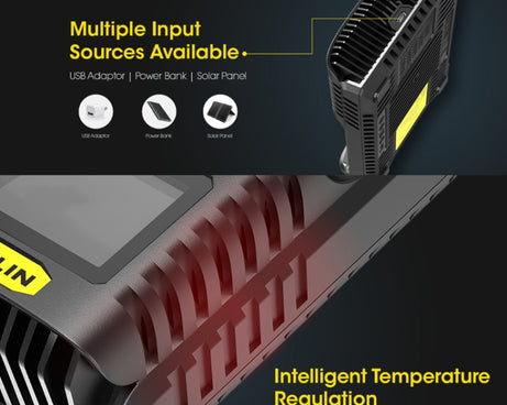 NITECORE Smart LCD Display Automatically Activates Repair USB 4-Slot Charger