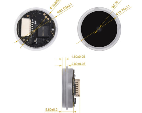 Waveshare 25515 Round 2D Codes Scanner Module Barcode/QR Code Reader, With LED Indicator, 25515