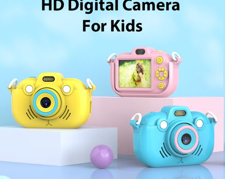 DC502 2.4-Inch 16X Zoom 2.7K Video Recording Children Digital Camera, Pink No Card, Blue No Card, Pink + 32G, Blue + 32G
