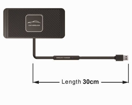 15W QI Car Wireless Charging Anti-Skid Pad, C1 30cm Cable