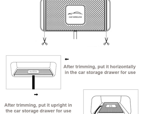 15W QI Car Wireless Charging Anti-Skid Pad, C1 30cm Cable