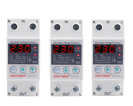SINOTIMER SVP-912 Adjustable Self-resetting Intelligent Under-voltage Protector, Current:, 40A, 63A, 80A
