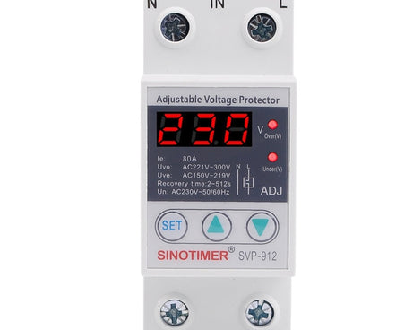 SINOTIMER SVP-912 Adjustable Self-resetting Intelligent Under-voltage Protector, Current:, 40A, 63A, 80A