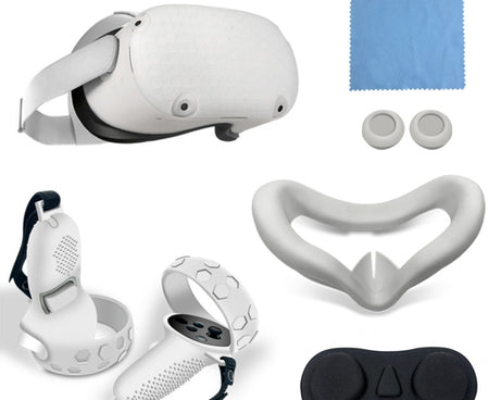 6 PCS/Set For Meta Quest Silicone All-Inclusive Console Controller Cover, White, Blue, Black, Red