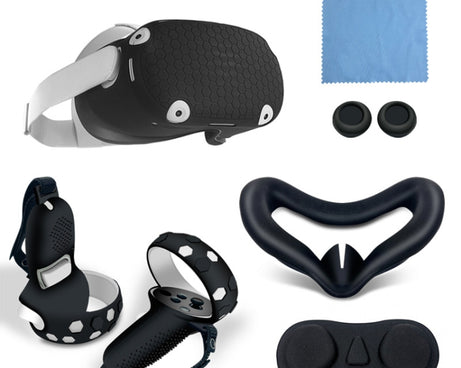 6 PCS/Set For Meta Quest Silicone All-Inclusive Console Controller Cover, White, Blue, Black, Red