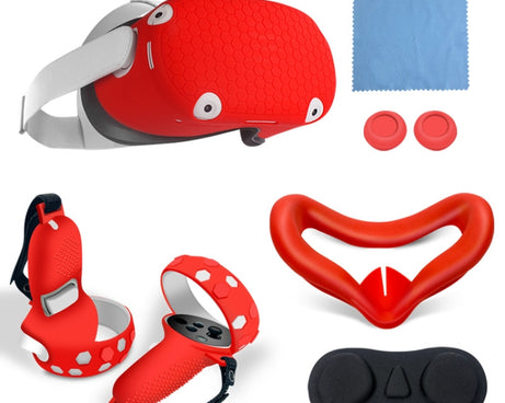 6 PCS/Set For Meta Quest Silicone All-Inclusive Console Controller Cover, White, Blue, Black, Red