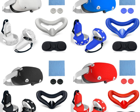 6 PCS/Set For Meta Quest Silicone All-Inclusive Console Controller Cover, White, Blue, Black, Red