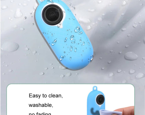 2 PCS Thumb Camera Silicone Case + Lanyard For Insta360 GO2, Black, White, Blue