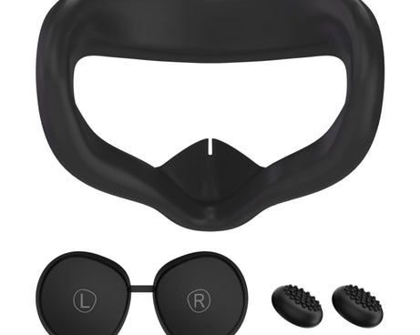 VR Silicone Eye Mask+Lens Protective Cover+Joystick Hat, For Meta Quest 2, Eye Mask+Lens Protective Cover+Joystick Hat (Red), Eye Mask+Lens Protective Cover+Joystick Hat (Pink), Eye Mask+Lens Protective Cover+Joystick Hat (Blue)