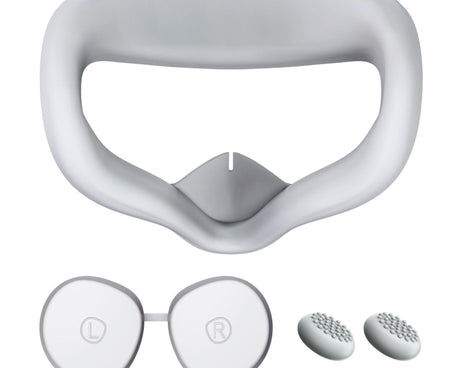 VR Silicone Eye Mask+Lens Protective Cover+Joystick Hat, For Meta Quest 2, Eye Mask+Lens Protective Cover+Joystick Hat (Red), Eye Mask+Lens Protective Cover+Joystick Hat (Pink), Eye Mask+Lens Protective Cover+Joystick Hat (Blue)