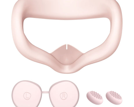 VR Silicone Eye Mask+Lens Protective Cover+Joystick Hat, For Meta Quest 2, Eye Mask+Lens Protective Cover+Joystick Hat (Red), Eye Mask+Lens Protective Cover+Joystick Hat (Pink), Eye Mask+Lens Protective Cover+Joystick Hat (Blue)