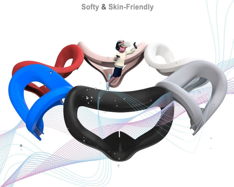 VR Silicone Eye Mask+Lens Protective Cover+Joystick Hat, For Meta Quest 2, Eye Mask+Lens Protective Cover+Joystick Hat (Red), Eye Mask+Lens Protective Cover+Joystick Hat (Pink), Eye Mask+Lens Protective Cover+Joystick Hat (Blue)