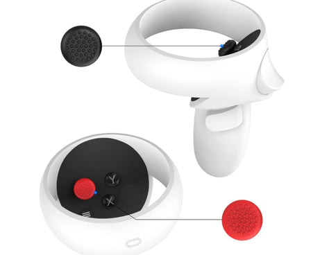 VR Silicone Eye Mask+Lens Protective Cover+Joystick Hat, For Meta Quest 2, Eye Mask+Lens Protective Cover+Joystick Hat (Red), Eye Mask+Lens Protective Cover+Joystick Hat (Pink), Eye Mask+Lens Protective Cover+Joystick Hat (Blue)