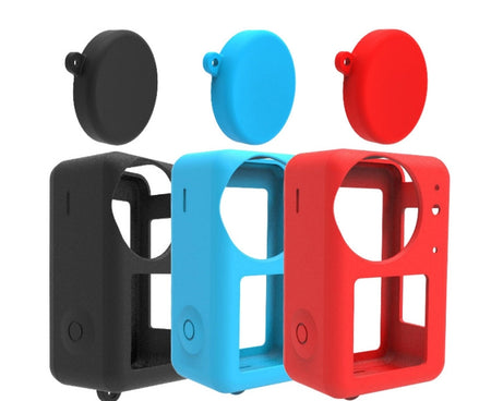 For DJI Osmo Action 3 Silicone Protective Case Lens Cap, Silicone (Black), Silicone (Red), Silicone (Blue)