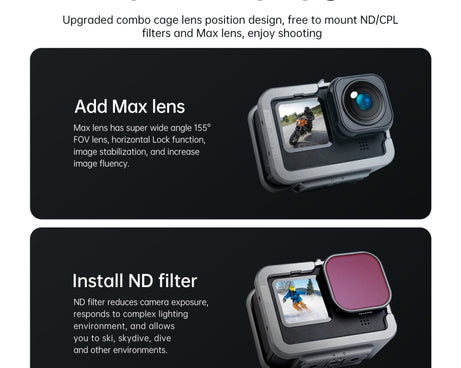 TELESIN Aluminium Alloy Frame Case For GoPro Hero11 Black / HERO10 Black / HERO9 Black ,Spec:, Regular Models, Vertical Shooting Set