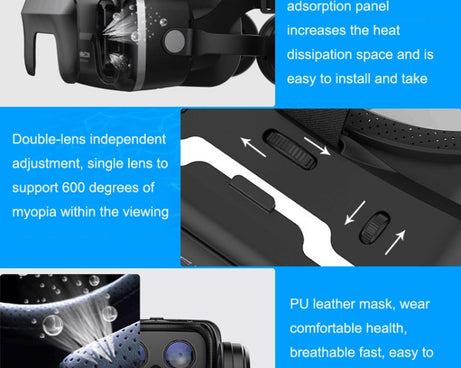 7th VR Glasses 3D Virtual Reality Game Digital Glasses With Headset, G04EA Increase Version, G04EA+B01 Handle, G04EA+B03 Handle