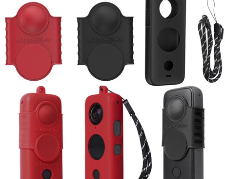 For Insta360 One X2 Sunnylife ST-Q9420 Silicone Protective Case, For Insta360 One X2 Red Lens Screen Case, For Insta360 One X2 Black Lens Screen Case