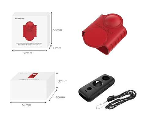 For Insta360 One X2 Sunnylife ST-Q9420 Silicone Protective Case, For Insta360 One X2 Red Lens Screen Case, For Insta360 One X2 Black Lens Screen Case