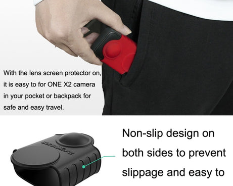 For Insta360 One X2 Sunnylife ST-Q9420 Silicone Protective Case, For Insta360 One X2 Red Lens Screen Case, For Insta360 One X2 Black Lens Screen Case