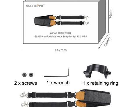 For DJI RS3 Mini Sunnylife RO-GS560 Lanyard Handheld Gimbal Double Buckle Comfortable Shoulder Strap Accessories, For DJI RS3 Mini