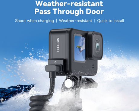 For GoPro Hero11 Black / HERO10 Black /9 Black TELESIN Weather-resistant Side Cover Easy Removable Charging Cover Port, For GoPro Hero11 Black / HERO10 Black /9 Black