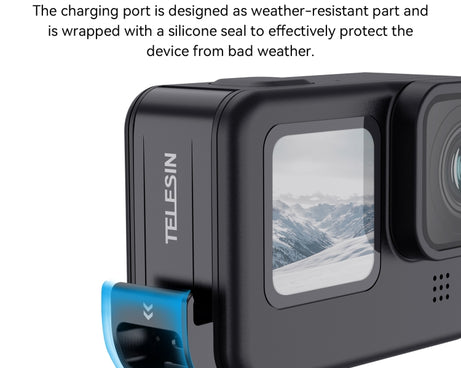 For GoPro Hero11 Black / HERO10 Black /9 Black TELESIN Weather-resistant Side Cover Easy Removable Charging Cover Port, For GoPro Hero11 Black / HERO10 Black /9 Black