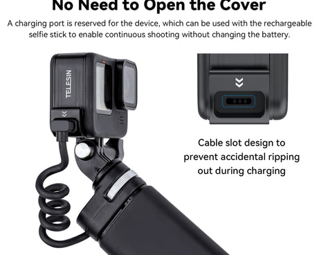 For GoPro Hero11 Black / HERO10 Black /9 Black TELESIN Weather-resistant Side Cover Easy Removable Charging Cover Port, For GoPro Hero11 Black / HERO10 Black /9 Black